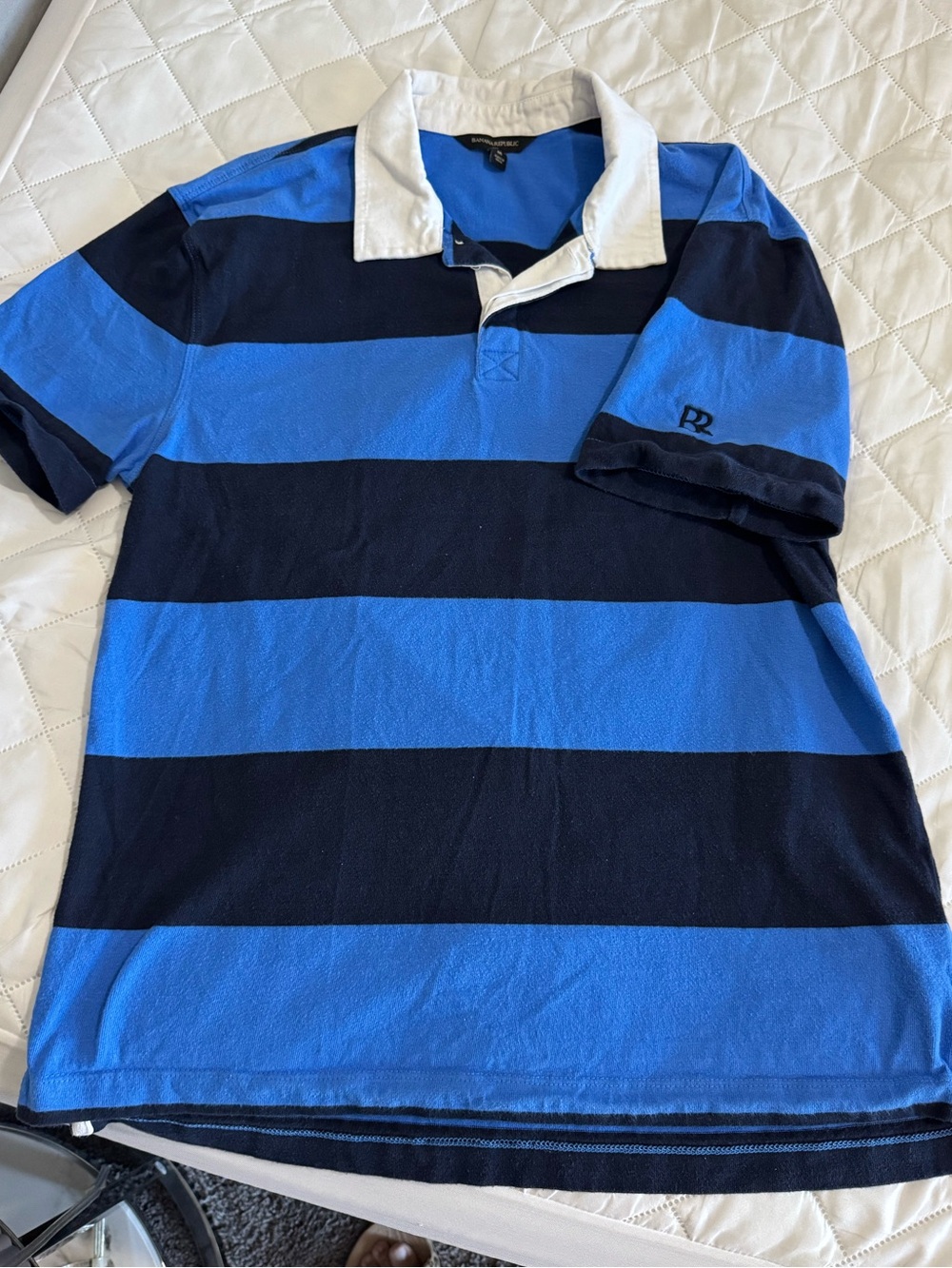 Banana Republic Blue & Navy Striped Polo
